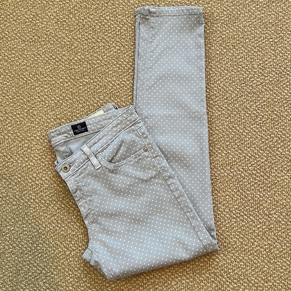 Adriano Goldschmied The Stevie Ankle Gray Polka Dot Slim Straight Jeans 27R